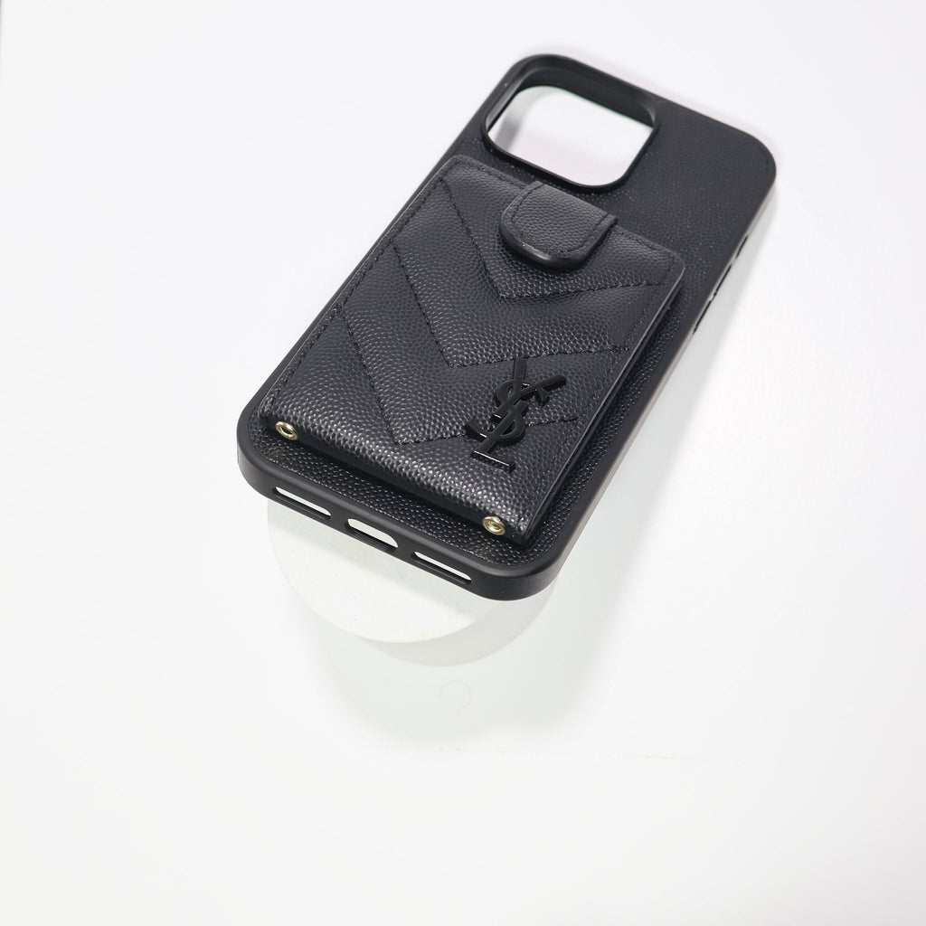 Iphone Case Ysl Leather Card Holder For 12 13 14 15 16 Pro Max Series