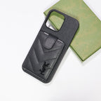Iphone Case Ysl Leather Card Holder For 12 13 14 15 16 Pro Max Series