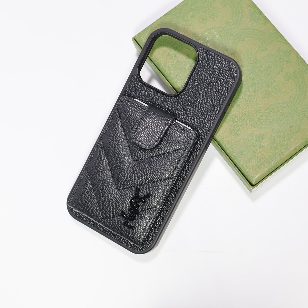 Iphone Case Ysl Leather Card Holder For 12 13 14 15 16 Pro Max Series