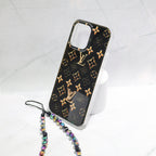 Lv Black Iphone Case Golden Monogram
