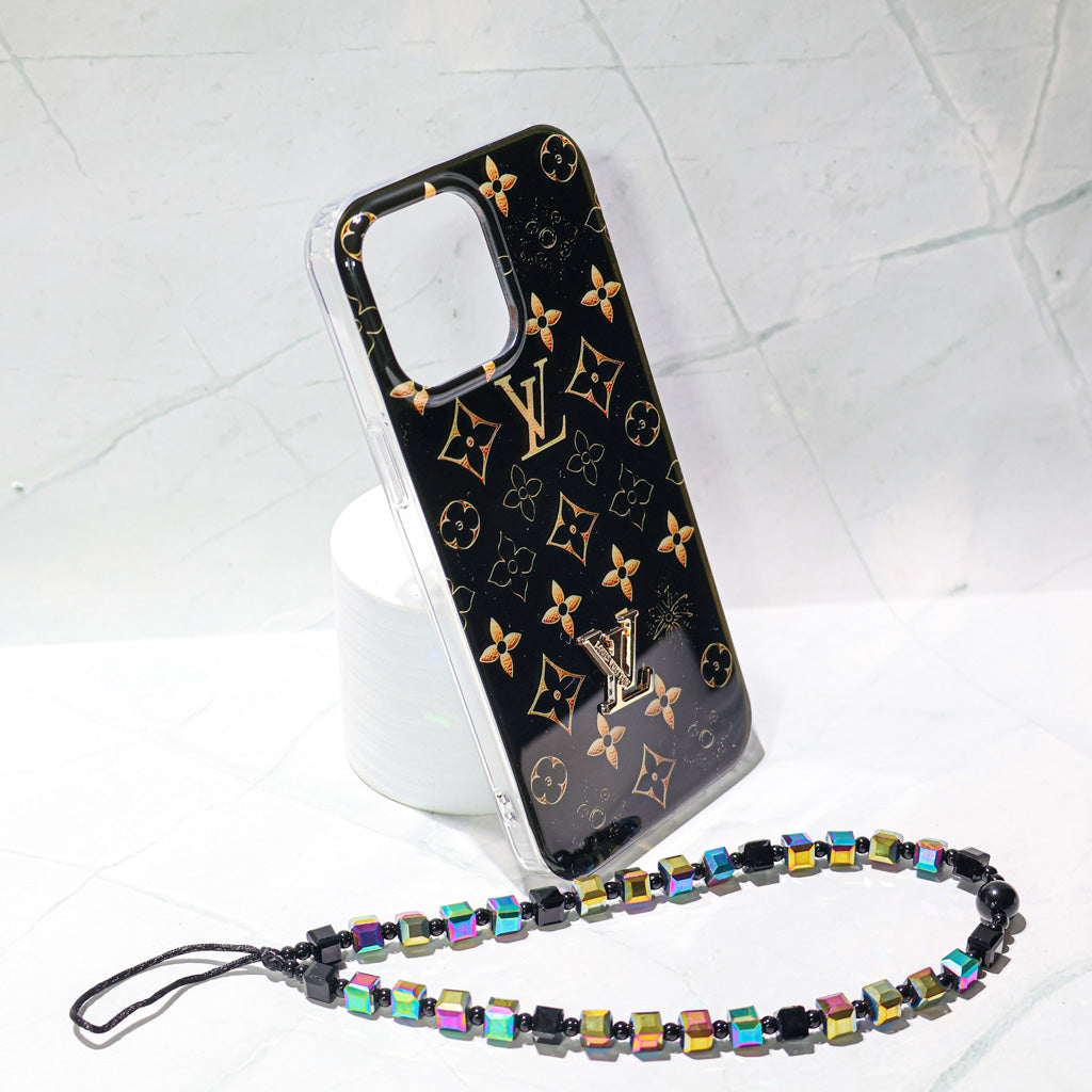 Lv Black Iphone Case Golden Monogram