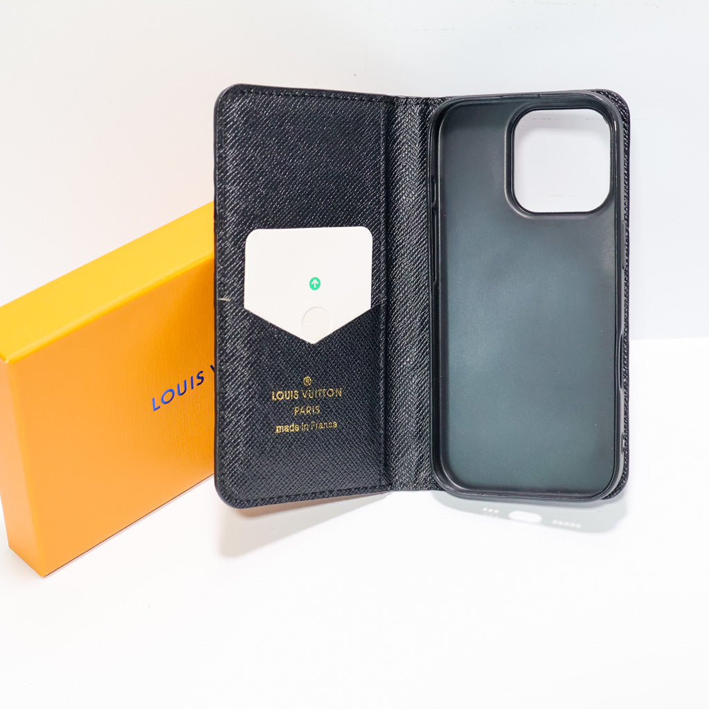 Black Lv Wallet Phone Case 12-16 Pro Max Plus