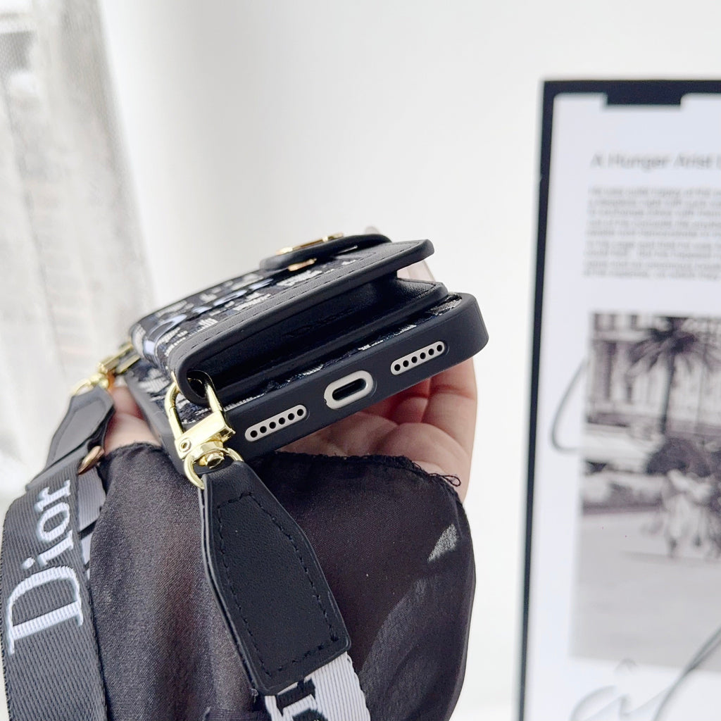 Fabric Canvas Dior Crossbody Case Iphone 12-17 / Pro / Pro Max / Plus