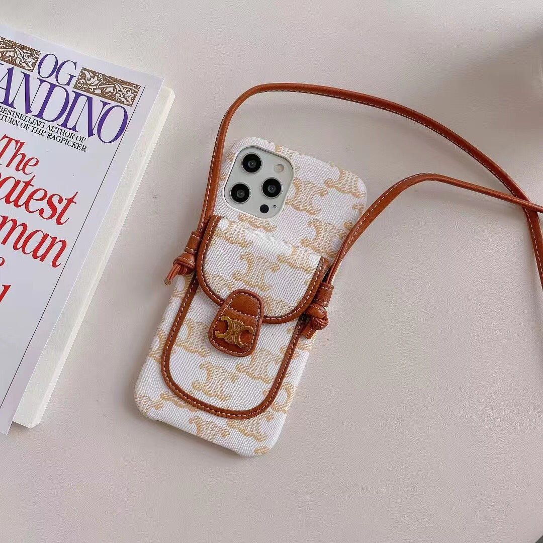 Luxury Crossbody Case For Iphone 11 12 13 14 Pro Max / Fabric Leather