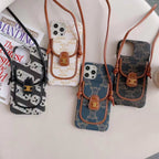 Luxury Crossbody Case For Iphone 11 12 13 14 Pro Max / Fabric Leather