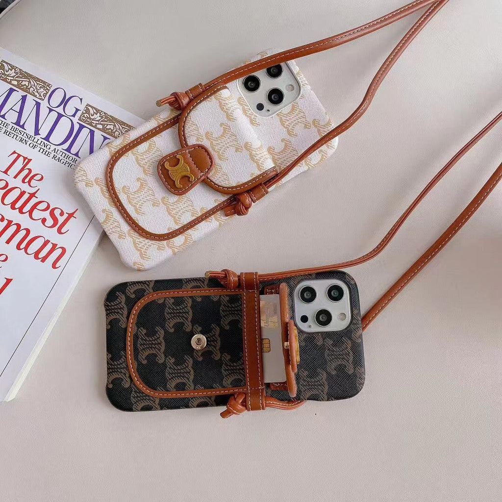 Luxury Crossbody Case For Iphone 11 12 13 14 Pro Max / Fabric Leather
