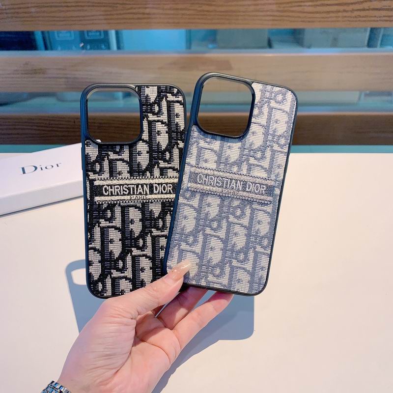 Iphone Case Dior Style Fabric Canvas For 11 12 13 14 15 16 Pro Max Plus