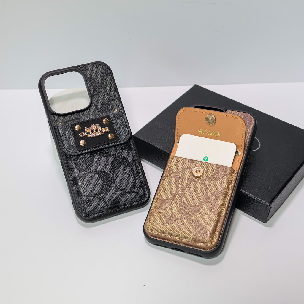 Coach Phone Case Card Holder For 12-16 Pro Max Plus