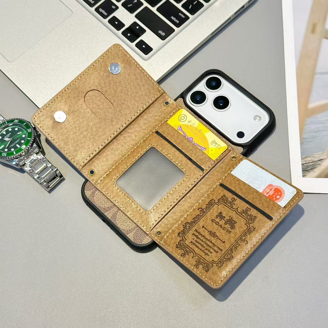 Signature Print Iphone 17 Wallet Phone Case Ch Style