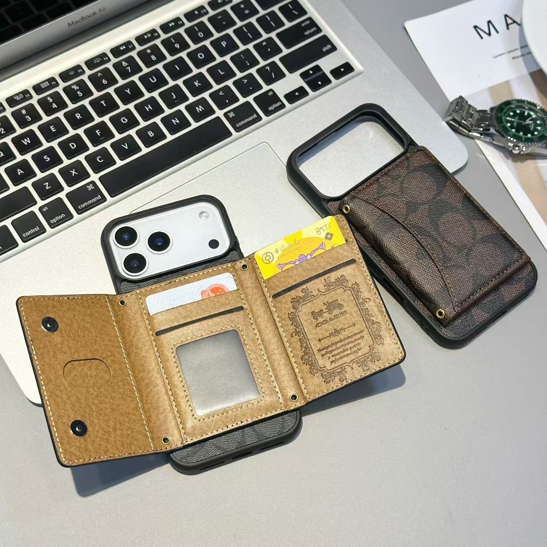 Signature Print Iphone 17 Wallet Phone Case Ch Style