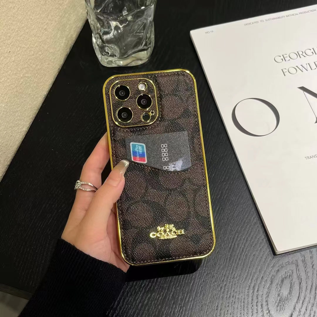 Coach Luxury Phone Case Card Holder Iphone 12 13 14 15 16 Pro Max Plus