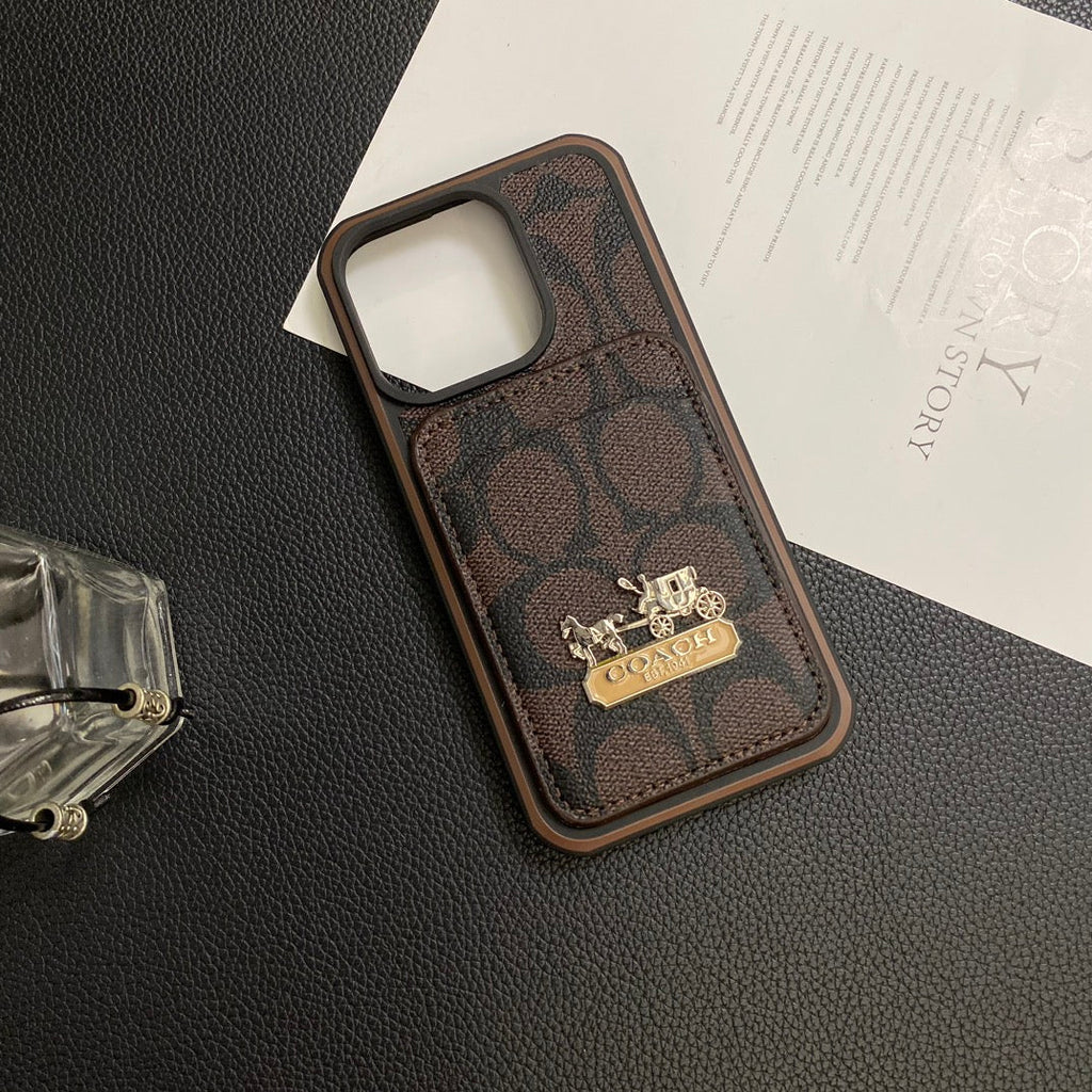 Luxury Coach Phone Case Card Holder Leather For Iphone 11 12 13 14 15 Pro Max
