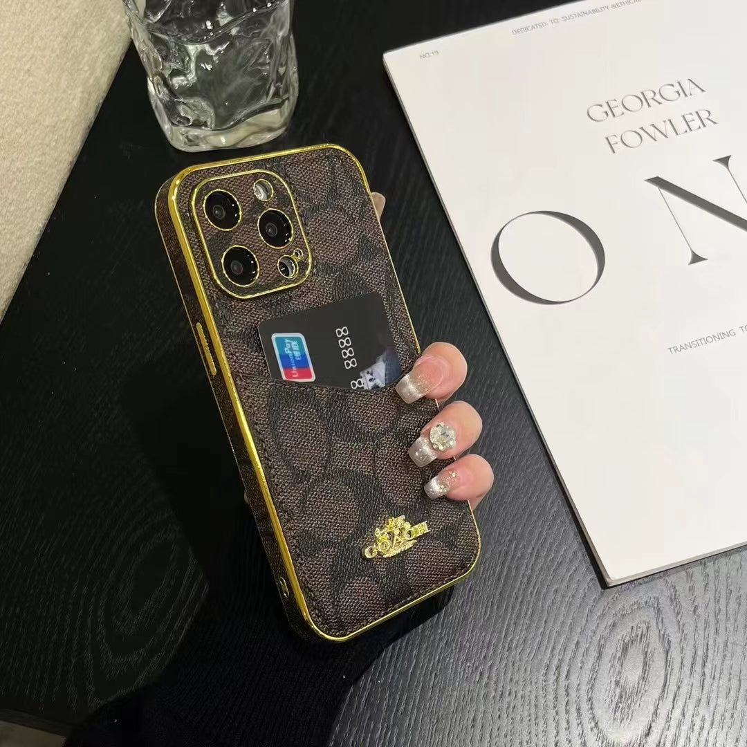 Coach Luxury Phone Case Card Holder Iphone 12 13 14 15 16 Pro Max Plus