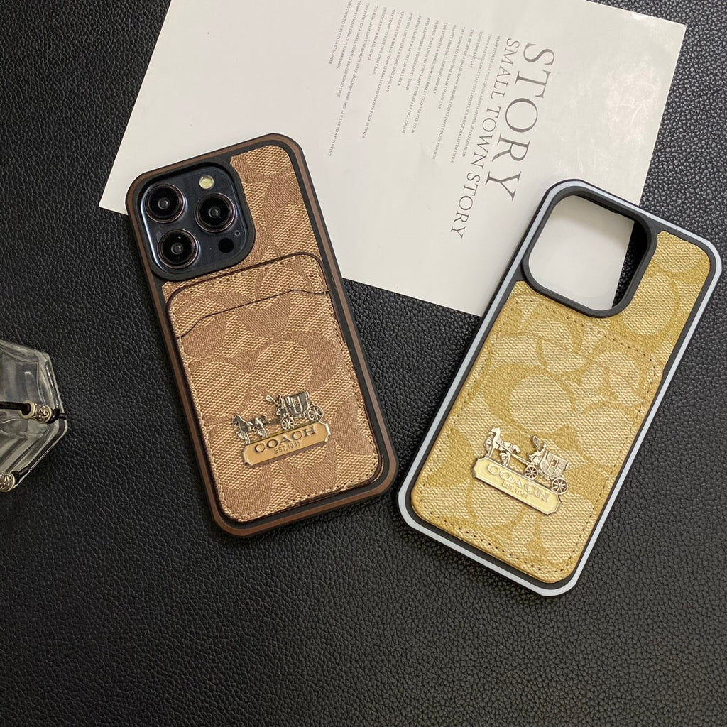 Luxury Coach Phone Case Card Holder Leather For Iphone 11 12 13 14 15 Pro Max