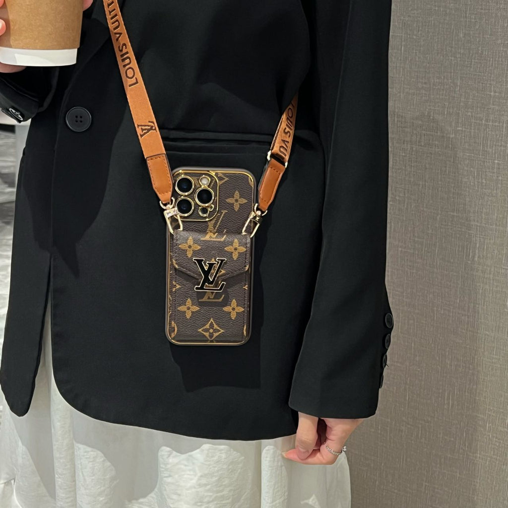 Crossbody Card Holder Lv Iphone Case For 12-16 Pro Max Plus