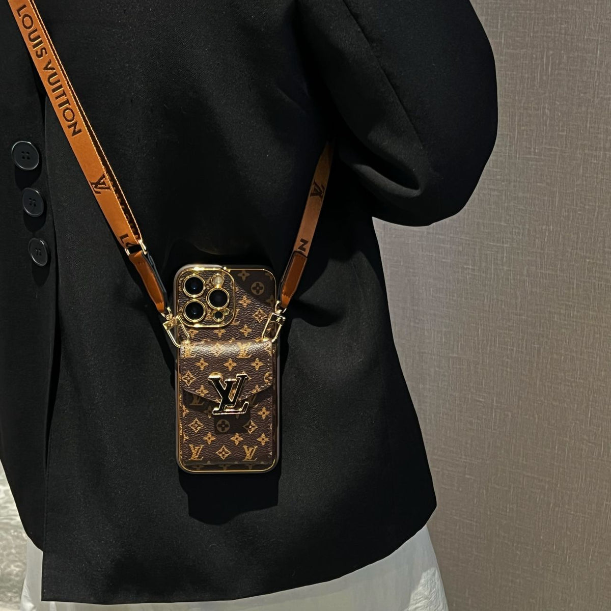 Crossbody Card Holder Lv Iphone Case For 12-16 Pro Max Plus