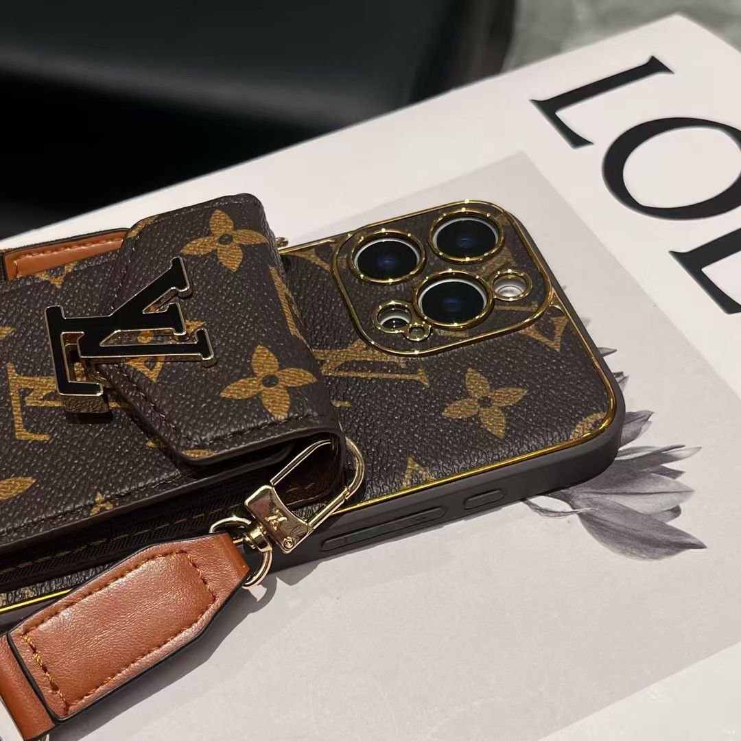 Crossbody Card Holder Lv Iphone Case For 12-16 Pro Max Plus