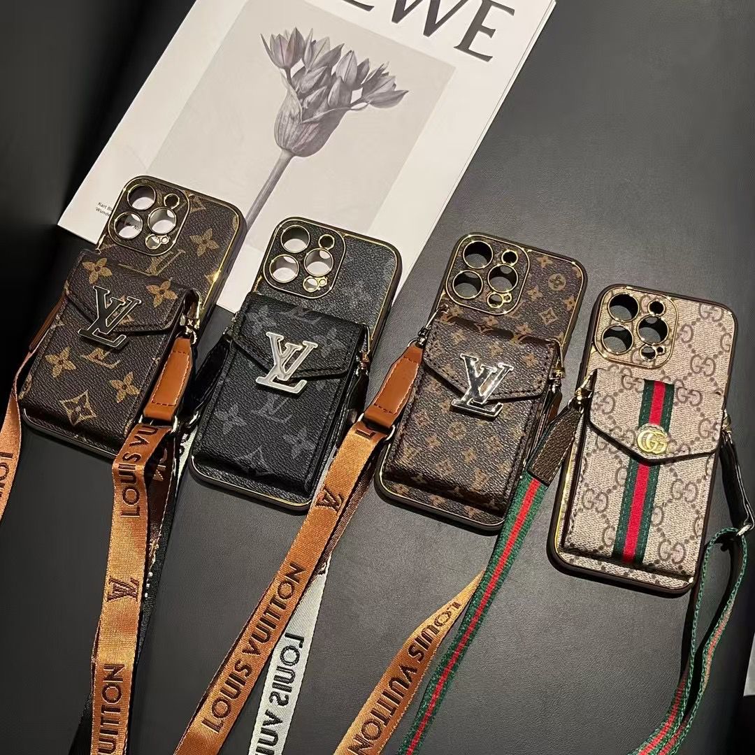 Crossbody Card Holder Lv Iphone Case For 12-16 Pro Max Plus