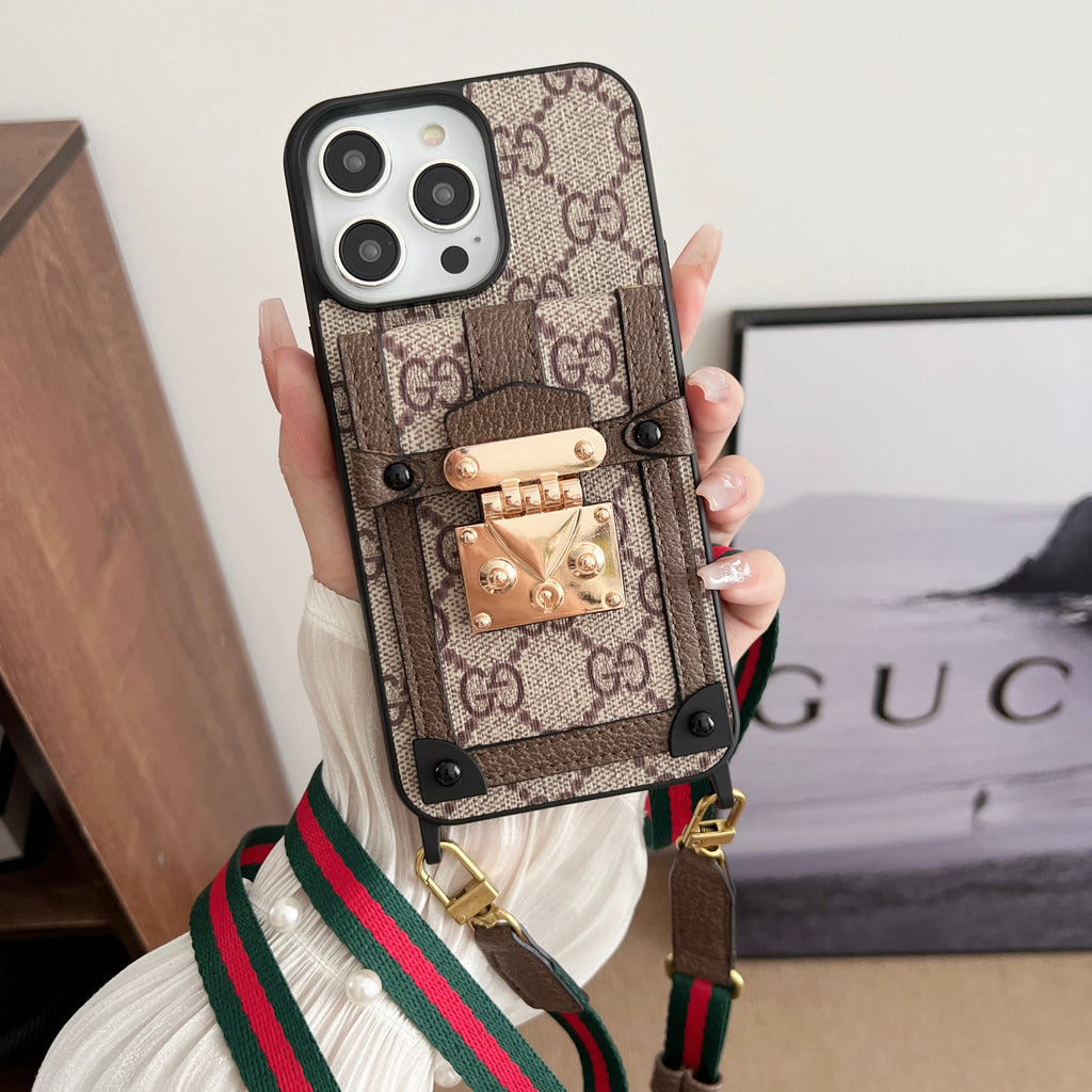 Designer Canvas Crossbody Phone Case For Iphone 12-16 Pro Max Plus