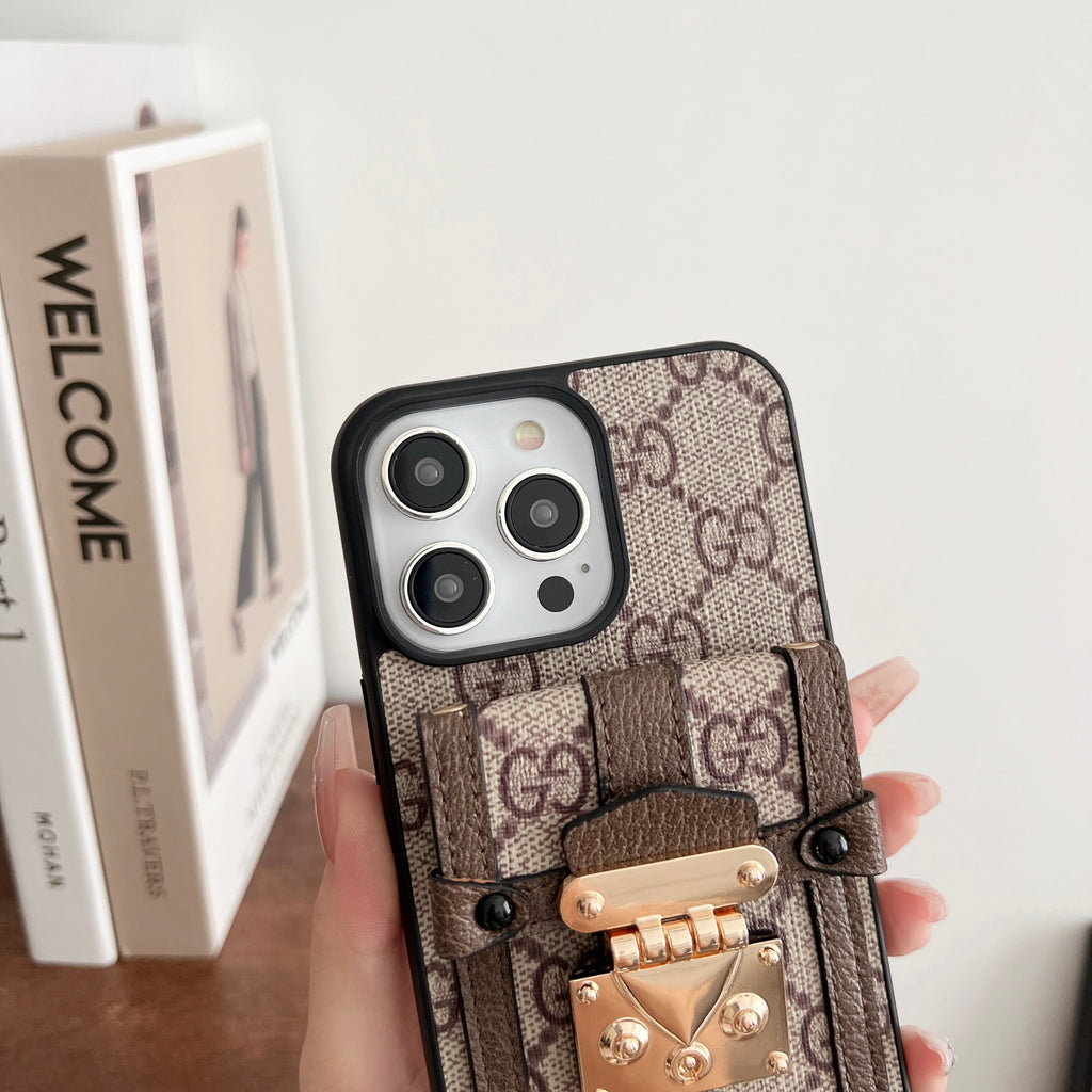 Designer Canvas Crossbody Phone Case For Iphone 12-16 Pro Max Plus