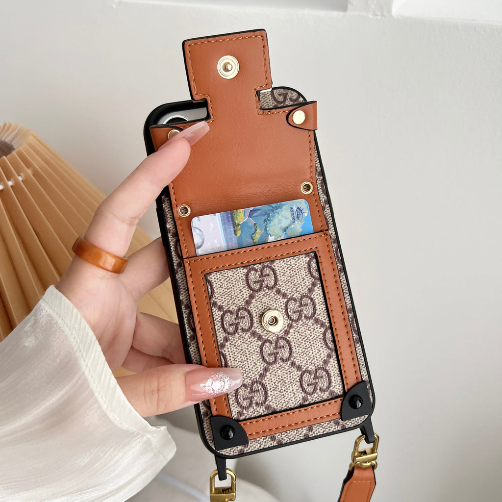 Designer Canvas Crossbody Phone Case For Iphone 12-16 Pro Max Plus