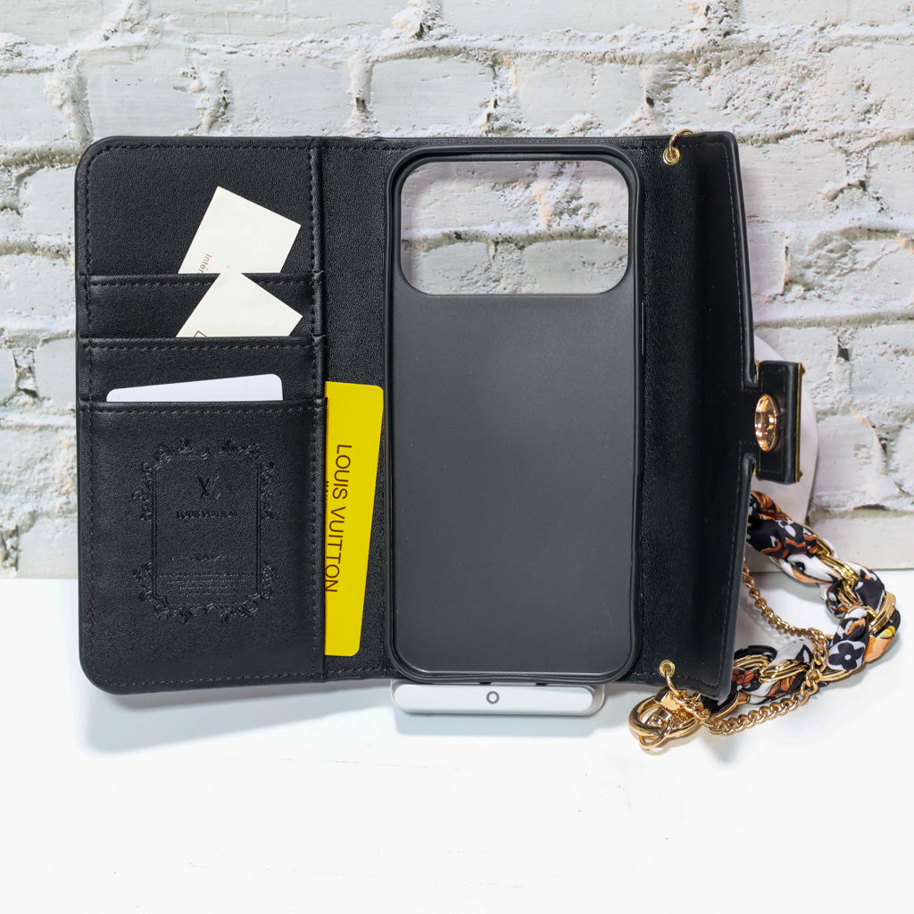 Crossbody Lv Wallet Case Iphone 17 Series Black Monogram