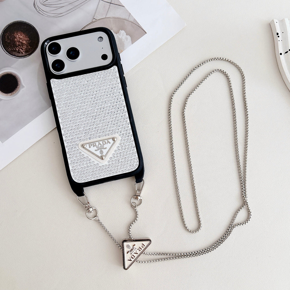 Prada Phone Case On Chain Iphone 12-17 / Pro / Pro Max / Plus / Air