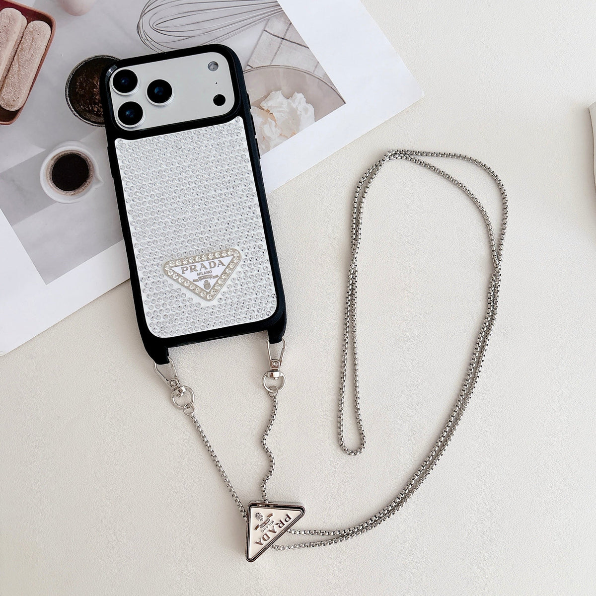Prada Phone Case On Chain Iphone 12-17 / Pro / Pro Max / Plus / Air
