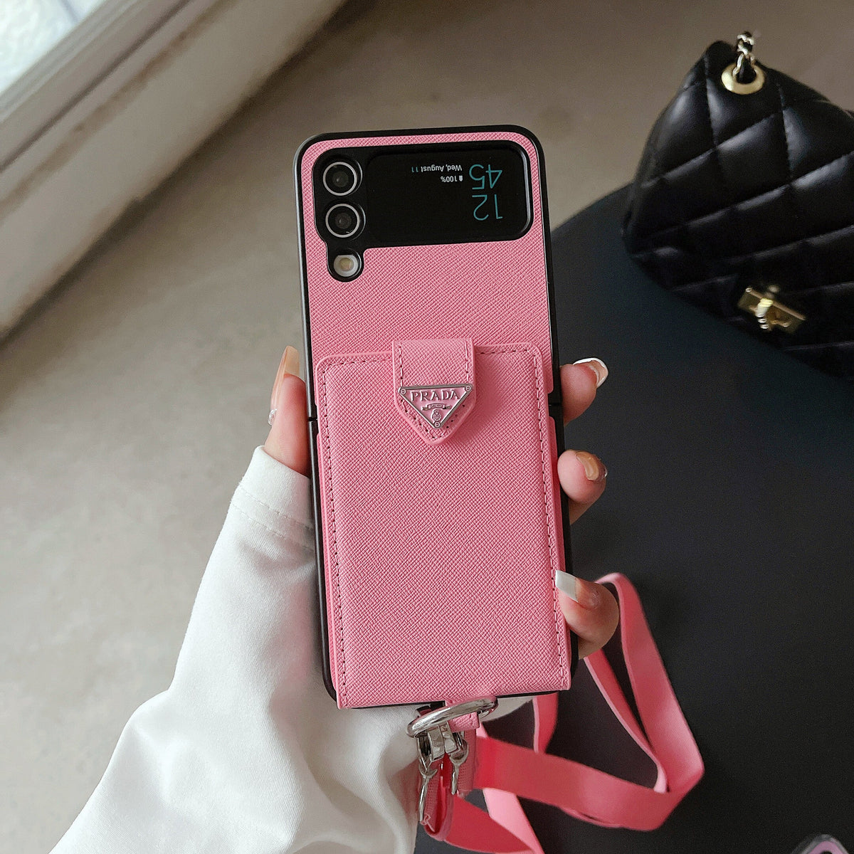 Crossbody Wallet Case Prada Style Samsung Z Flip 3/4/5/6/7