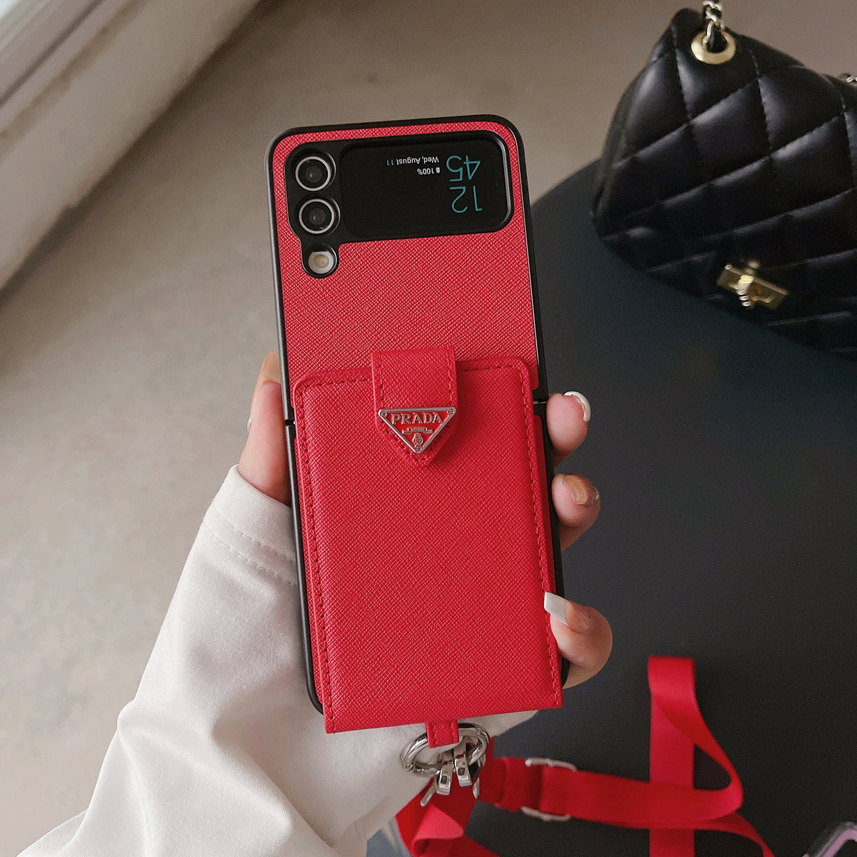 Crossbody Wallet Case Prada Style Samsung Z Flip 3/4/5/6/7
