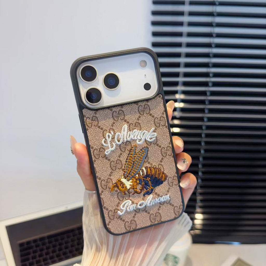 Gg Embroidery Iphone Case For 17 / Pro / Pro Max / Air Series