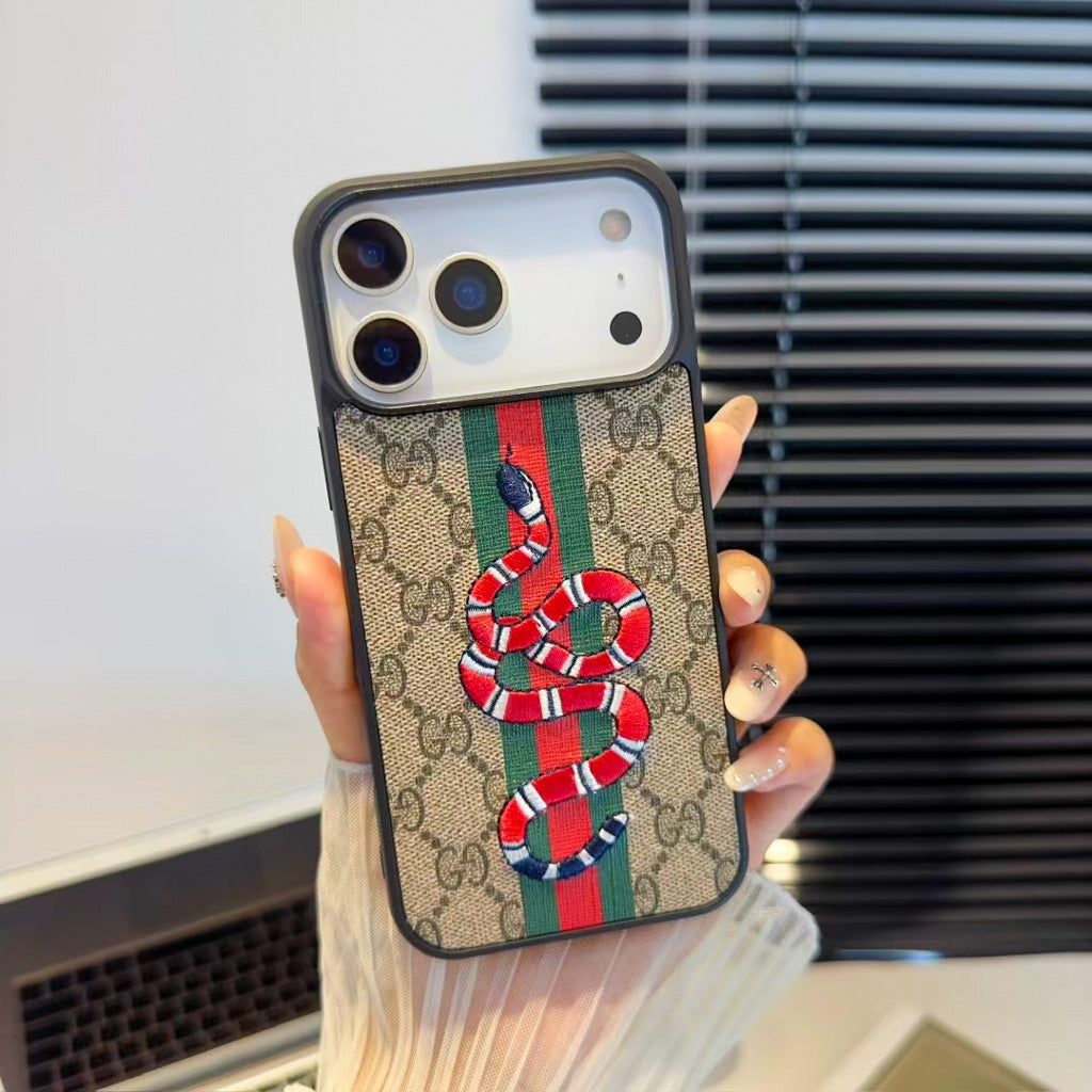 Gg Embroidery Iphone Case For 17 / Pro / Pro Max / Air Series