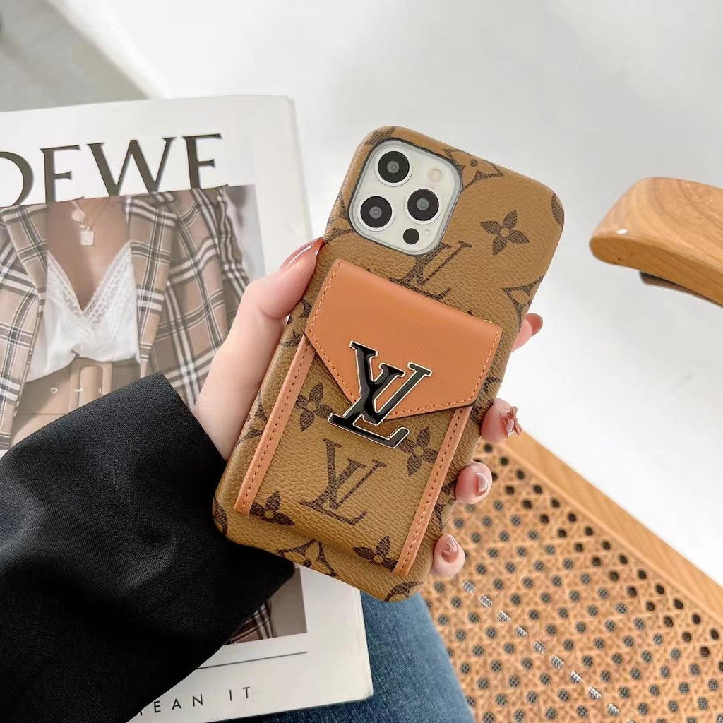 Lv Phone Case Card Slot Fashion Leather For Iphone 11 12 13 14 15 16 Pro Max Plus