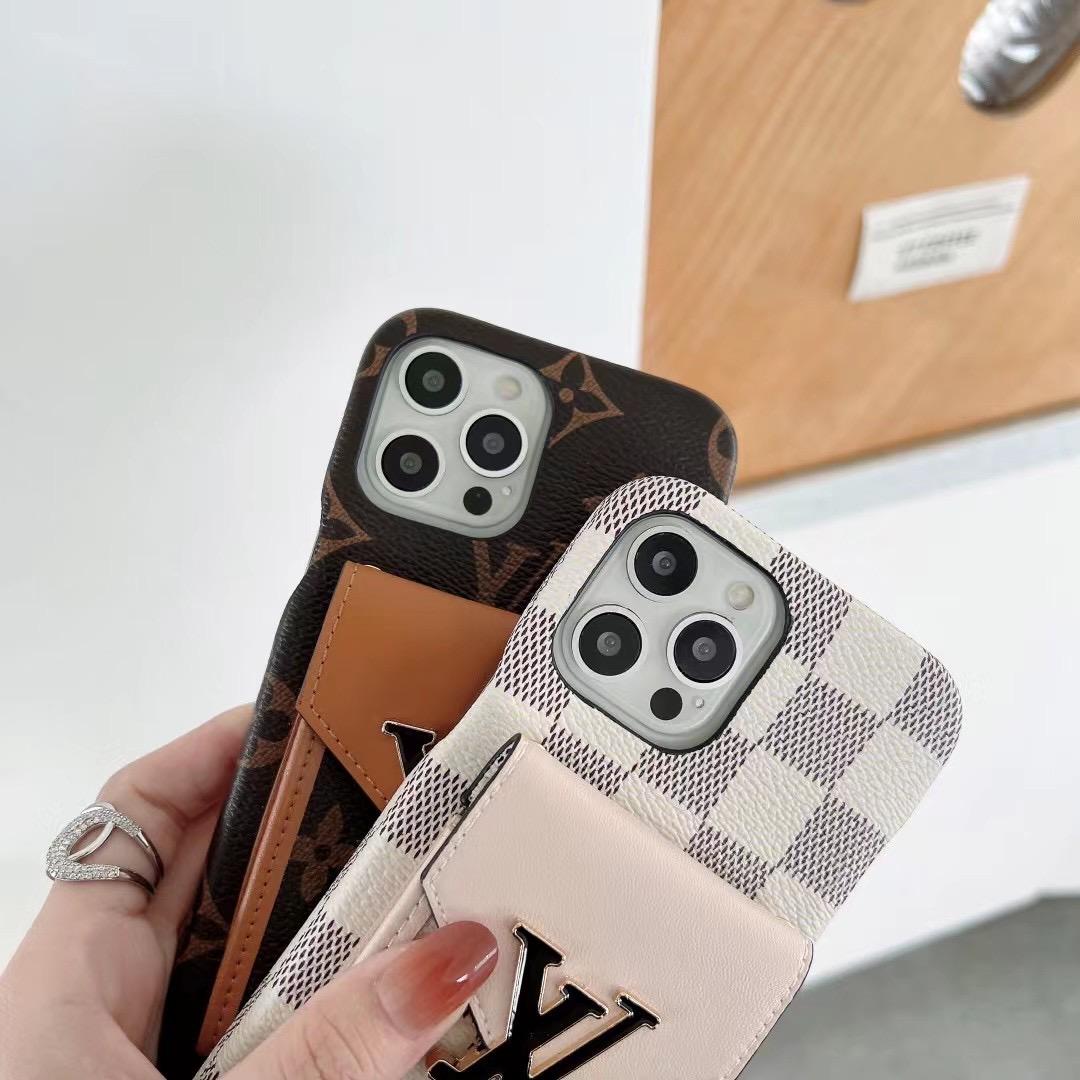 Lv Phone Case Card Slot Fashion Leather For Iphone 11 12 13 14 15 16 Pro Max Plus