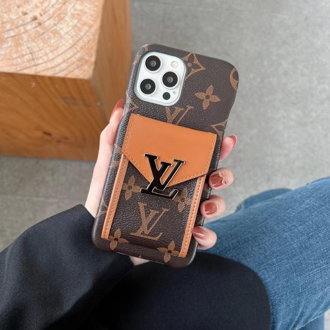 Lv Phone Case Card Slot Fashion Leather For Iphone 11 12 13 14 15 16 Pro Max Plus
