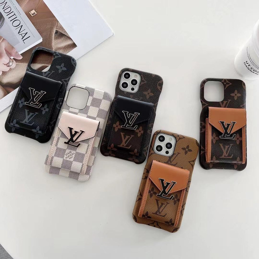 Lv Phone Case Card Slot Fashion Leather For Iphone 11 12 13 14 15 16 Pro Max Plus