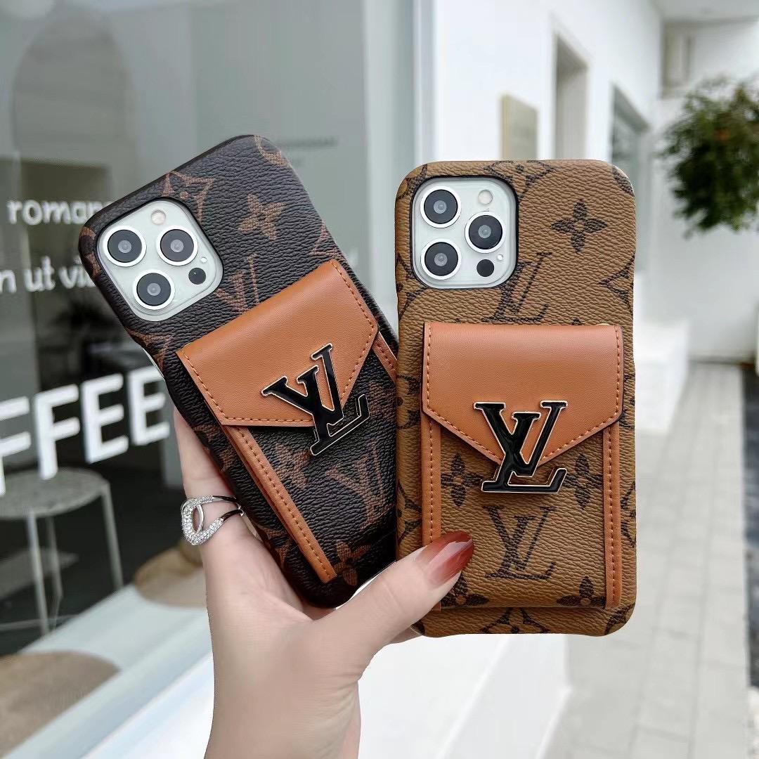 Lv Phone Case Card Slot Fashion Leather For Iphone 11 12 13 14 15 16 Pro Max Plus