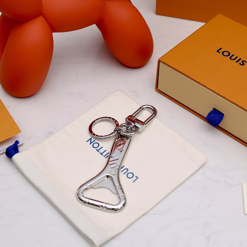 Silver-tone bottle opener keychain with round ring and swivel clasp