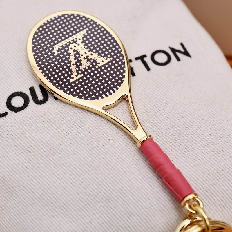 Tennis racket pendant showing LV face and pink handle