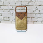 Glamour Accent Lv Leather Iphone Case For 17/ Pro / Pro Max / Air