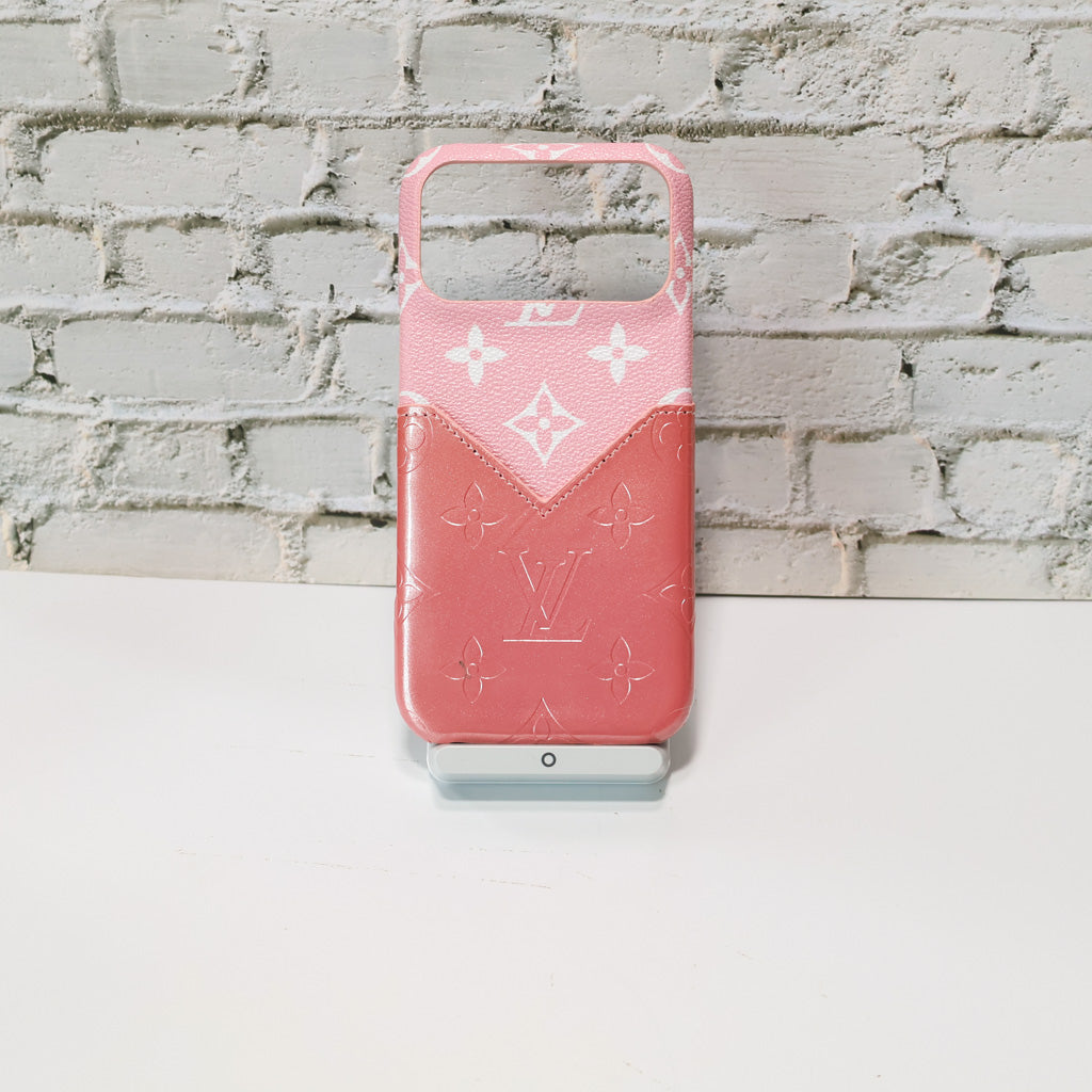 Glamour Accent Lv Leather Iphone Case For 17/ Pro / Pro Max / Air