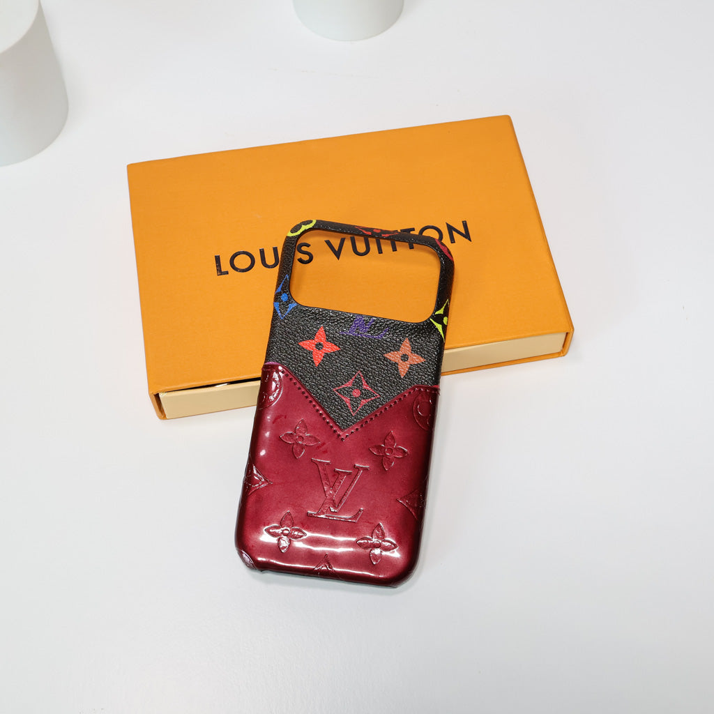 Glamour Accent Lv Leather Iphone Case For 17/ Pro / Pro Max / Air