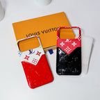 Glamour Accent Lv Leather Iphone Case For 17/ Pro / Pro Max / Air