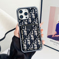 Dior Fabric Iphone Case Card Slot For 12 -16 Pro Max Plus