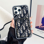 Dior Fabric Iphone Case Card Slot For 12 -16 Pro Max Plus