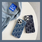 Dior Iphone Case Denim Fabric Design For Iphone 12 13 14 15 Pro / Pro Max / Plus