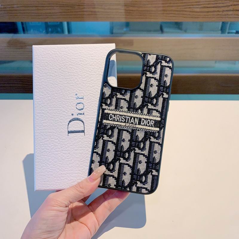 Iphone Case Dior Style Fabric Canvas For 11 12 13 14 15 16 Pro Max Plus