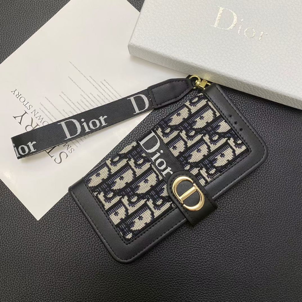 Dior Wallet Iphone Case With Strap For 12 13 14 15 16 Pro Max Plus Series