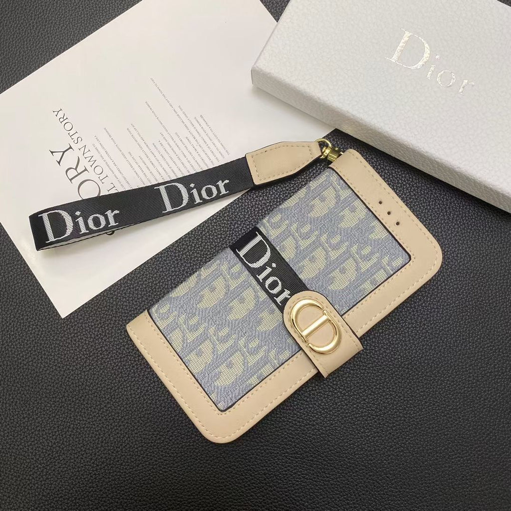 Dior Wallet Iphone Case With Strap For 12 13 14 15 16 Pro Max Plus Series