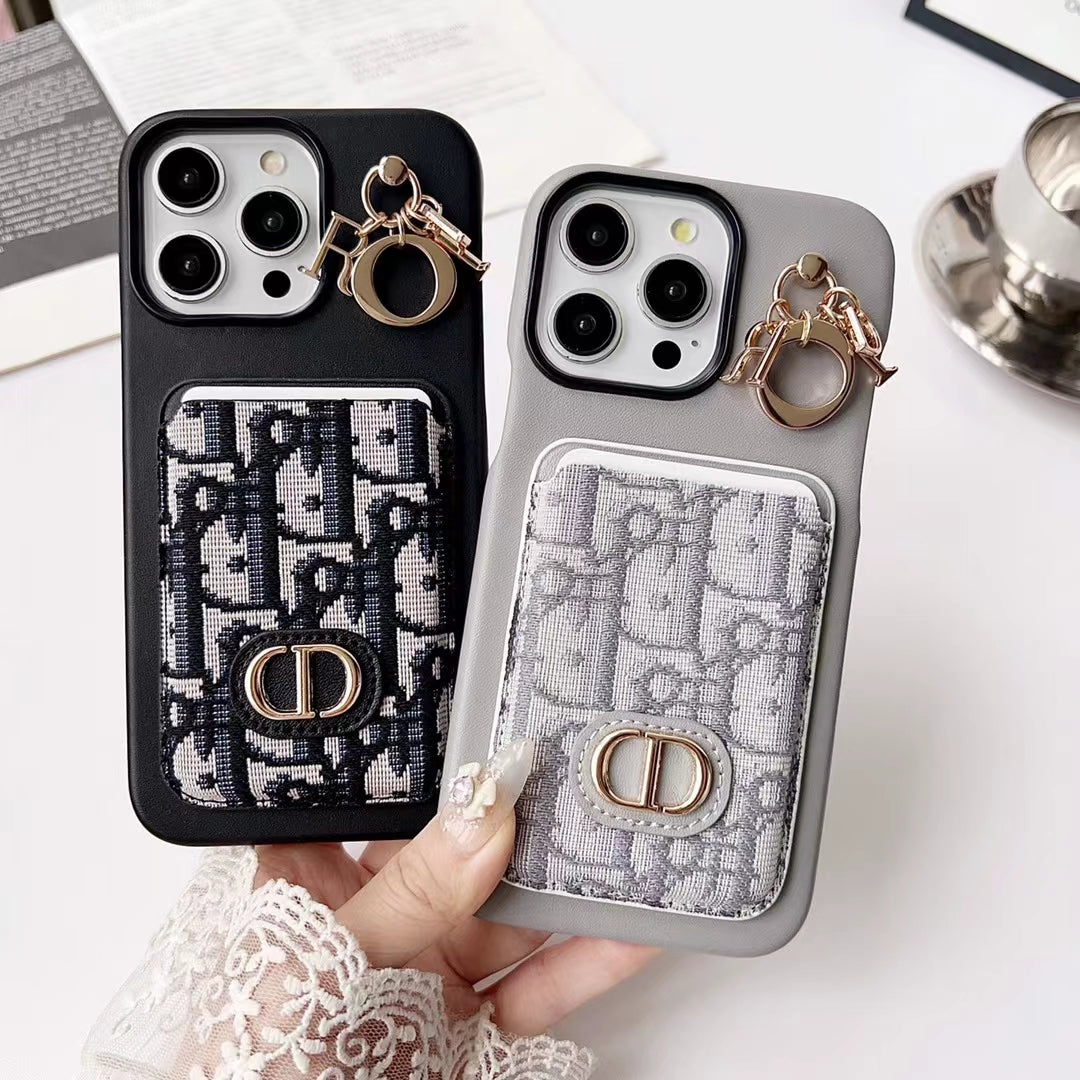 Christian Dior Iphone Case Card Slot For 12 13 14 15 Pro Max Plus Models